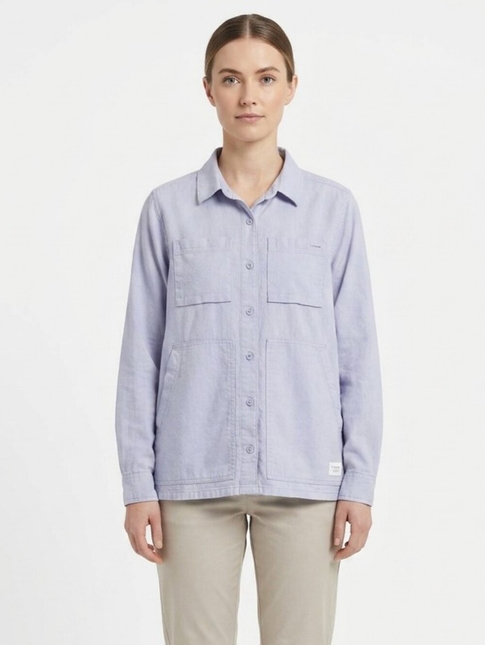 REI Co-Op Light Purple Hemp Cotton Utility Button Up Shacket Jacket Large L